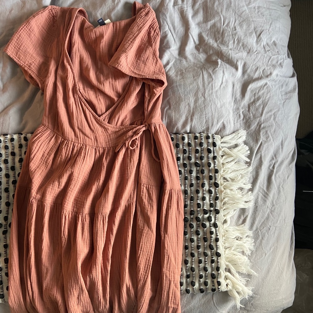 Dust pink midi wrap dress
